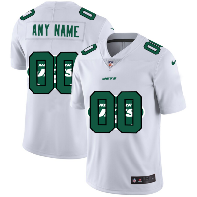 New York Jets Custom White Men's Nike Team Logo Dual Overlap Limited NFL Jersey